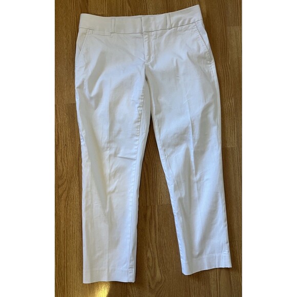 Banana Republic White Mid Rise Cropped Trouser Pants Size 4 - Picture 1 of 8